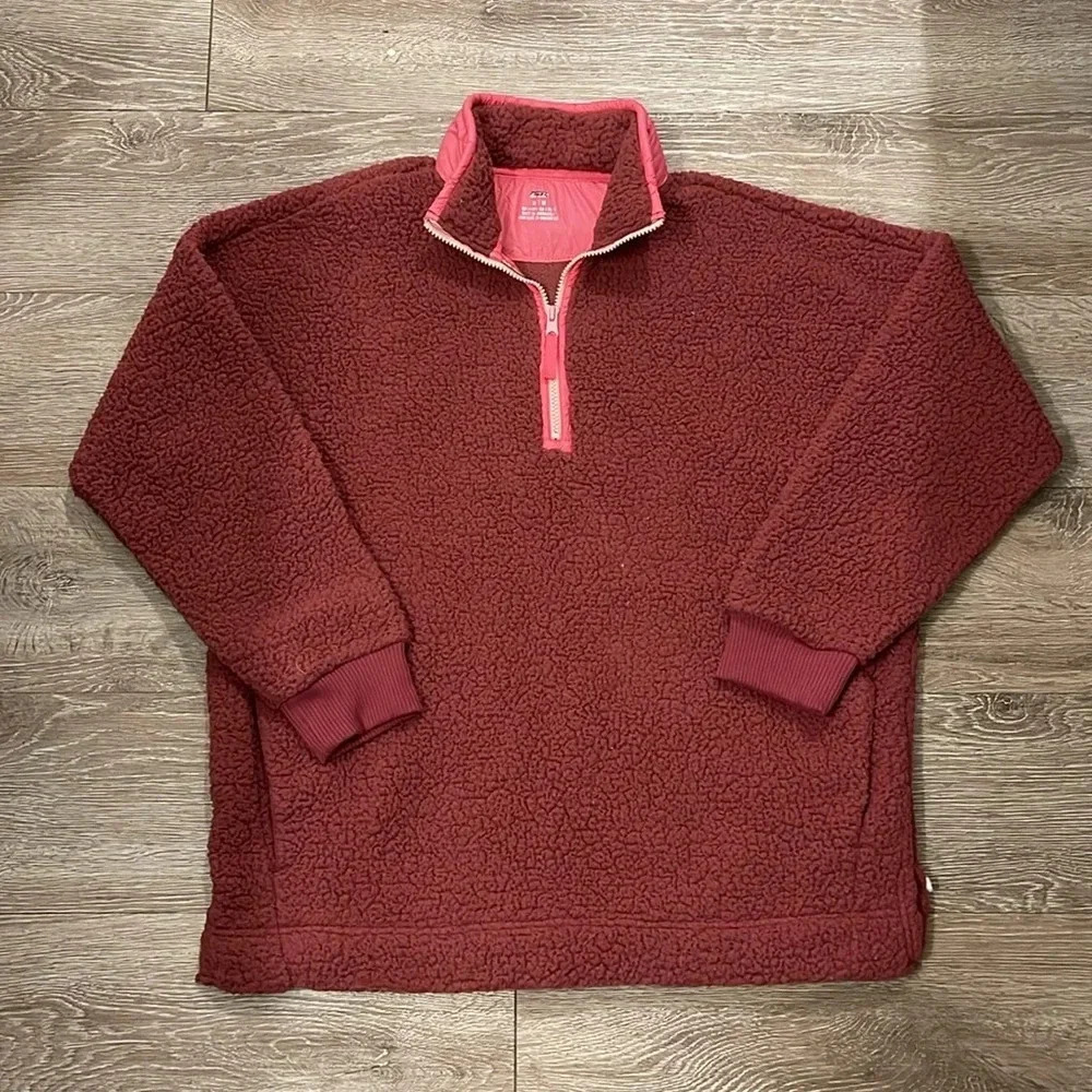 Aerie dream Sherpa pull over sweater pink size medium sweatshirt - Picture 4 of 9
